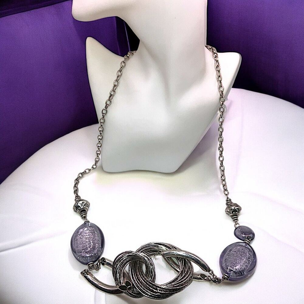 PREMIER DESIGNS Silver-Tone Statement Chunky Vintage Mixed Media 35.5" Necklace!